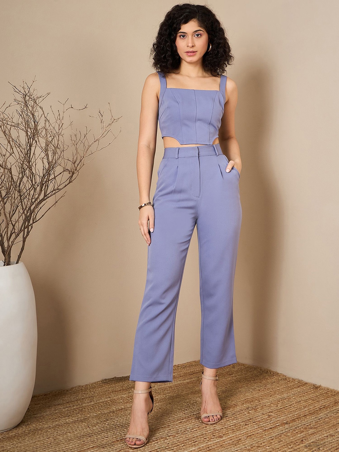 

Kibo Shoulder Straps Top With Trousers, Blue
