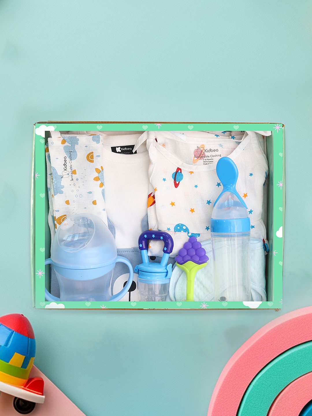 

Kidbea Kids Set Of 8 Printed Organic Cotton Apparel Gifts Set, Blue