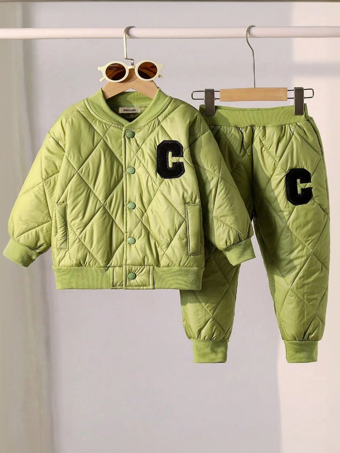 

INCLUD Girls Jacket with Joggers Clothing Set, Green