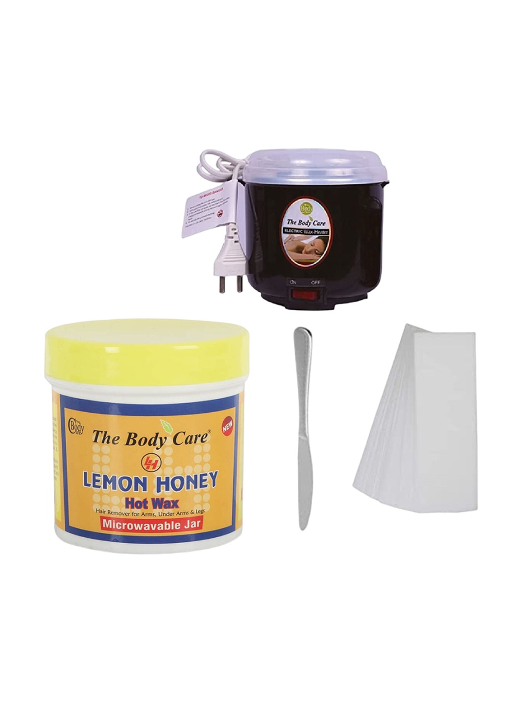 

The Body Care Lemon Honey Hot Wax Strips With Heater & Spatula - 200 g, White
