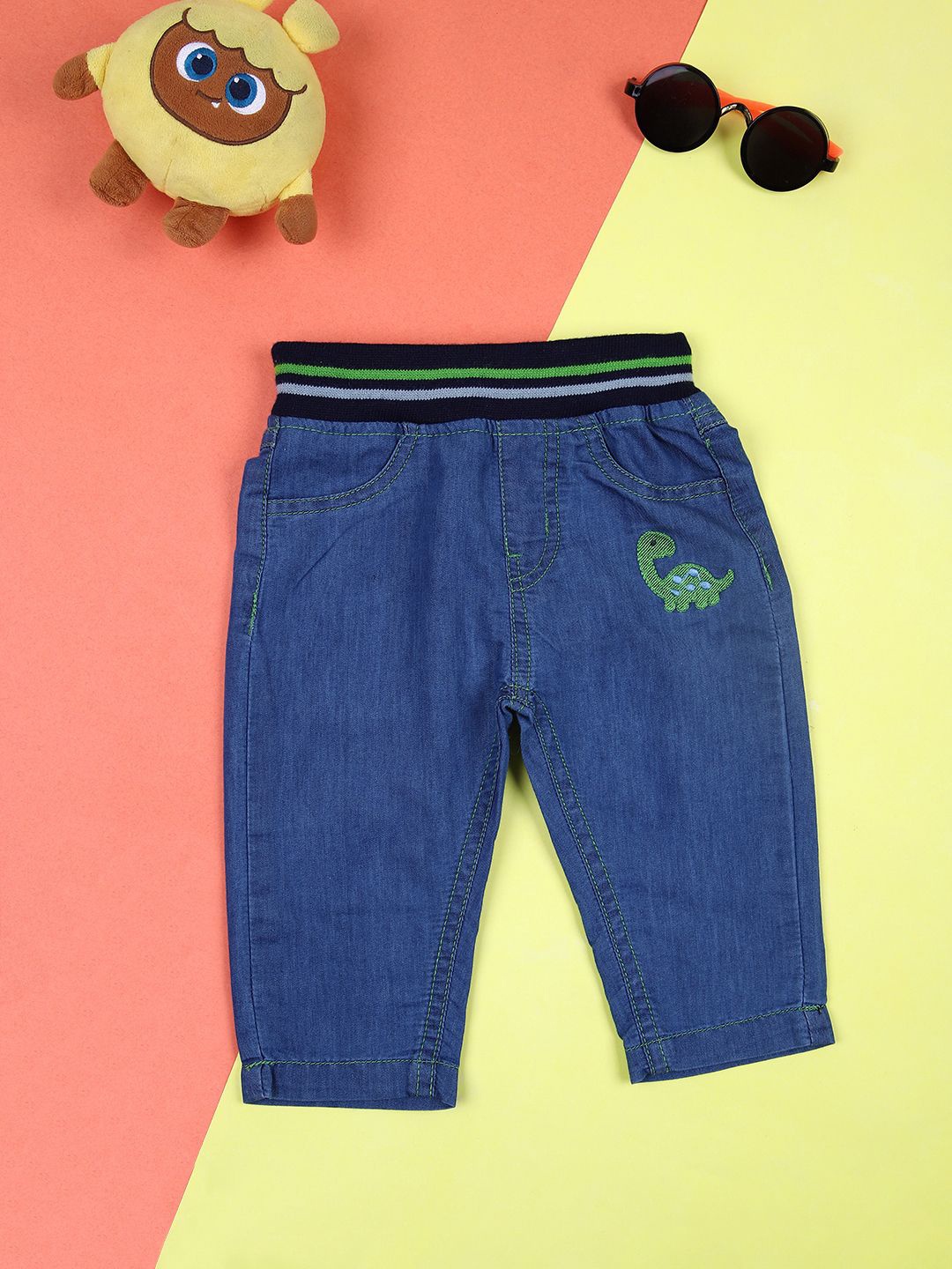 

V-Mart Kids Cotton Low Distress Stretchable Jeans, Blue