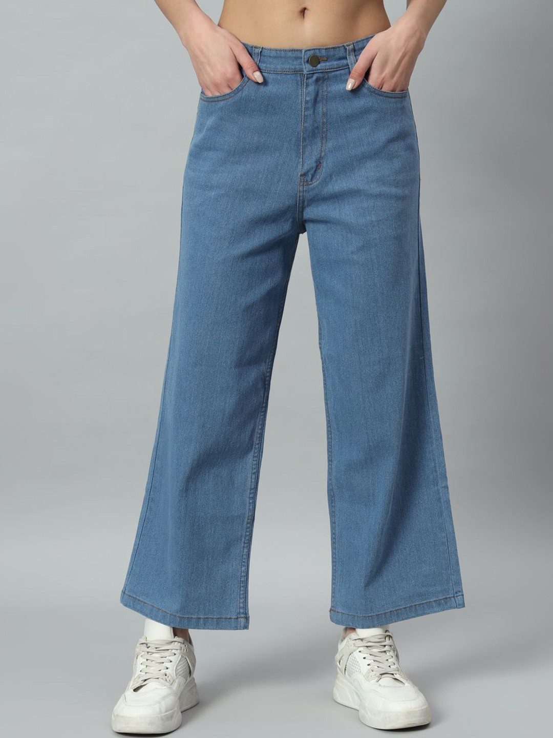 

BAESD Women Flared High-Rise Stretchable Jeans, Blue