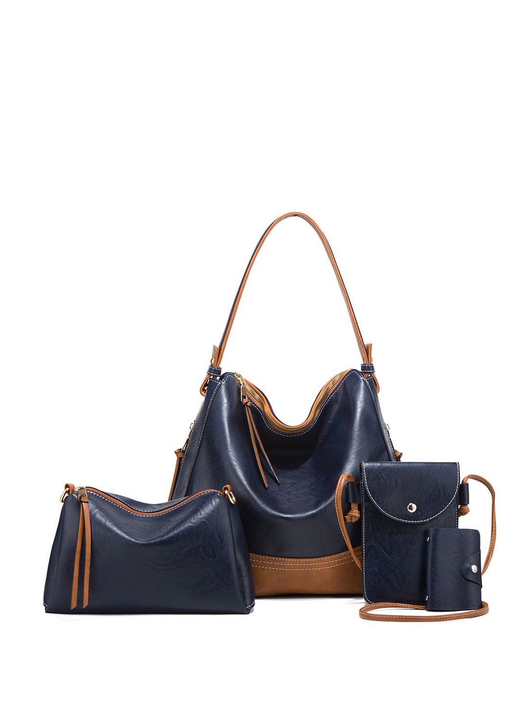 

RAVE PU Structured Shoulder Bag with Cut Work, Blue