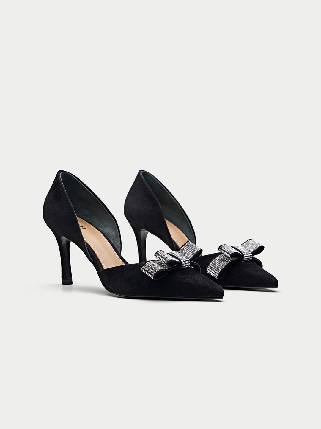 

Oroh Women Suede Party Slim Heel Pumps with Bows, Black