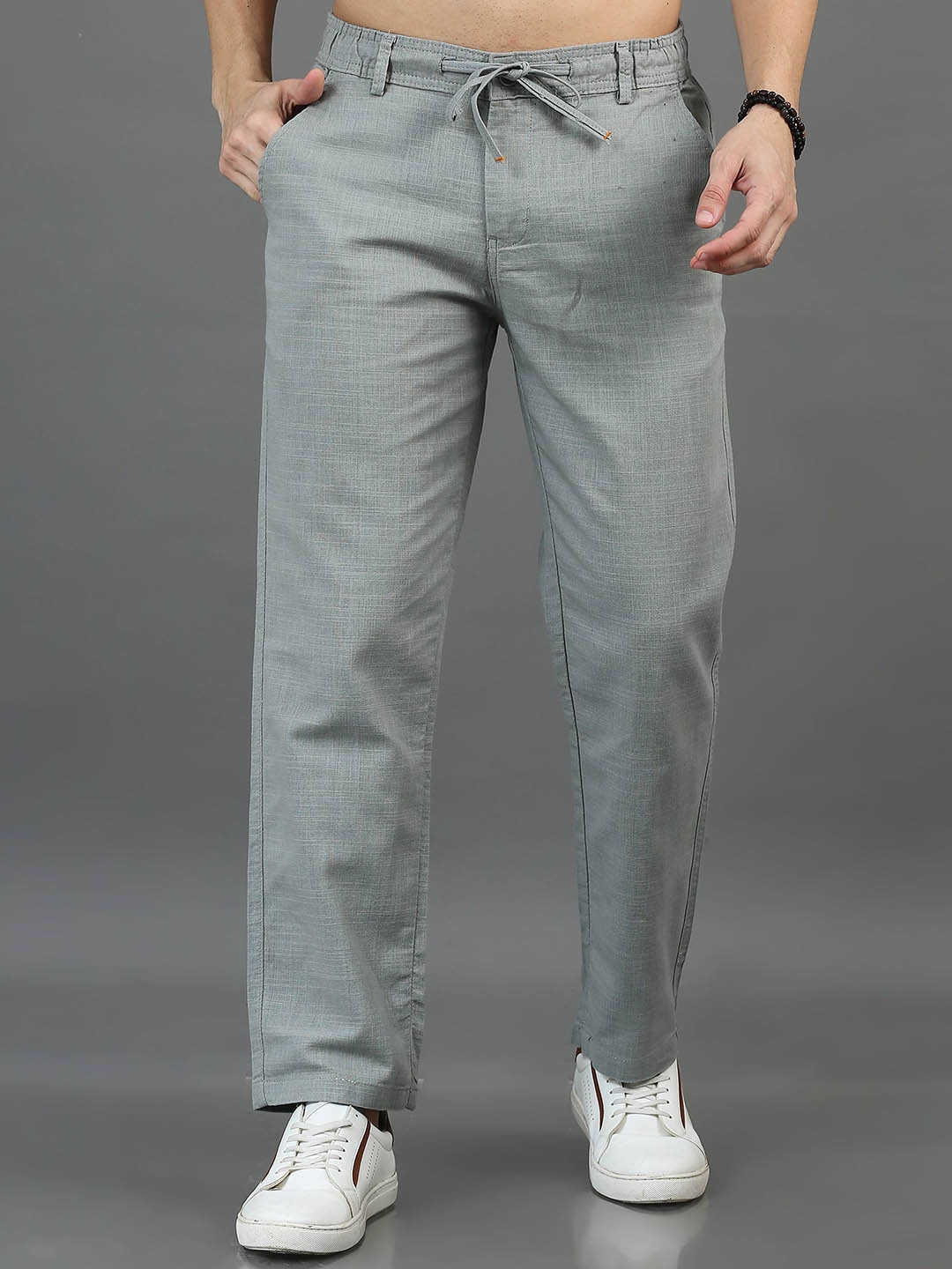 

CARBONN CLOTH Men Grey Loose Fit Mid-Rise Trousers