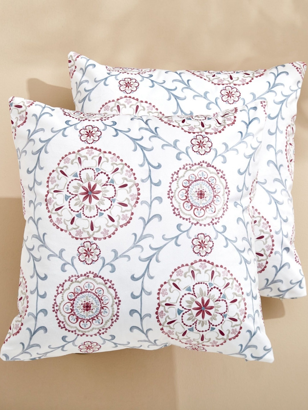 

Home Centre Lavish Ephemera White 2 Pieces Ethnic Motifs Square Shaped Cushion Cover