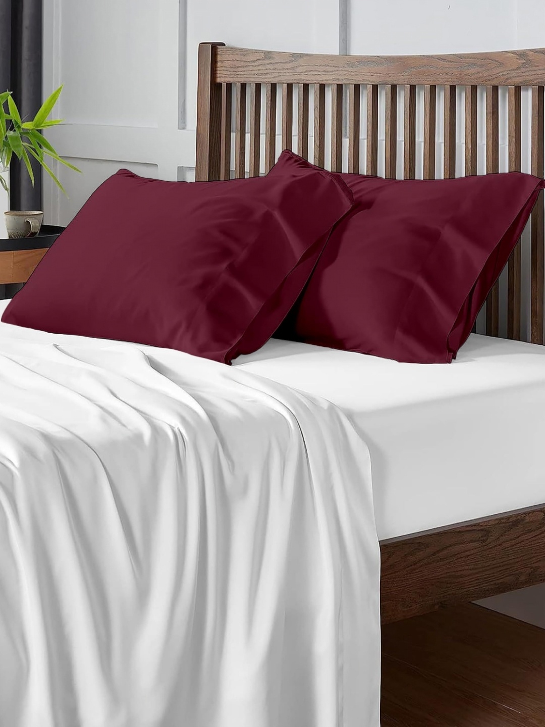 

Sleepino Maroon 6 Pieces Solid Pure Cotton Rectangle Pillow Covers