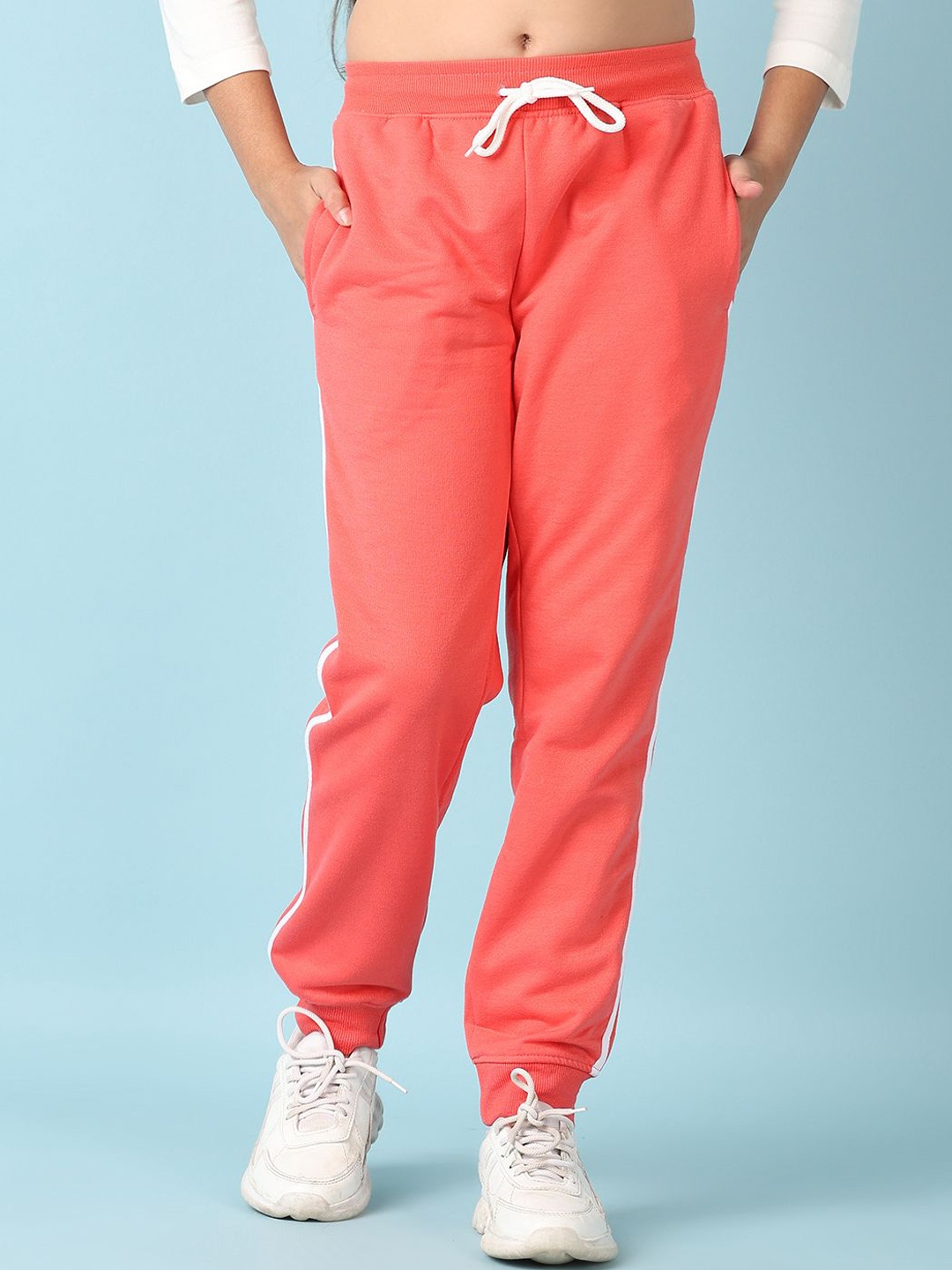 

V-Mart Girls Solid Track Pants, Coral