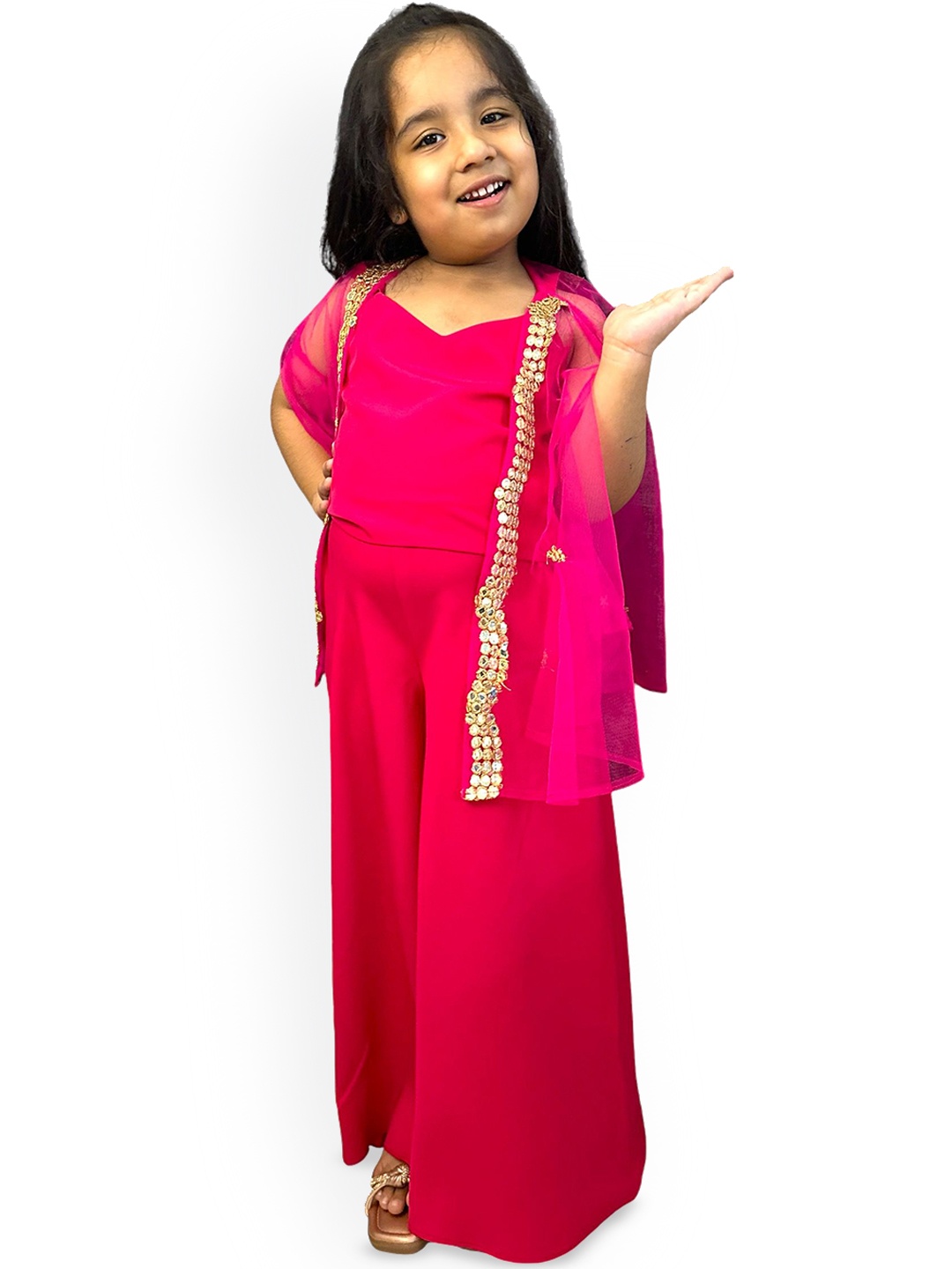 

Samsara Couture Top with Palazzos & Shrug, Magenta