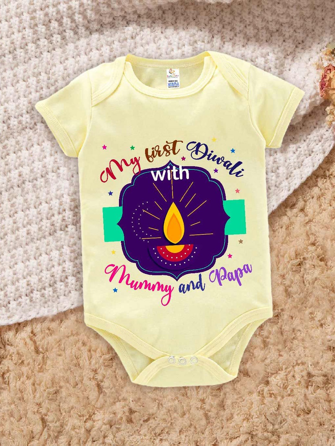

Babywish Infant Printed Cotton Casual Bodysuit, Yellow