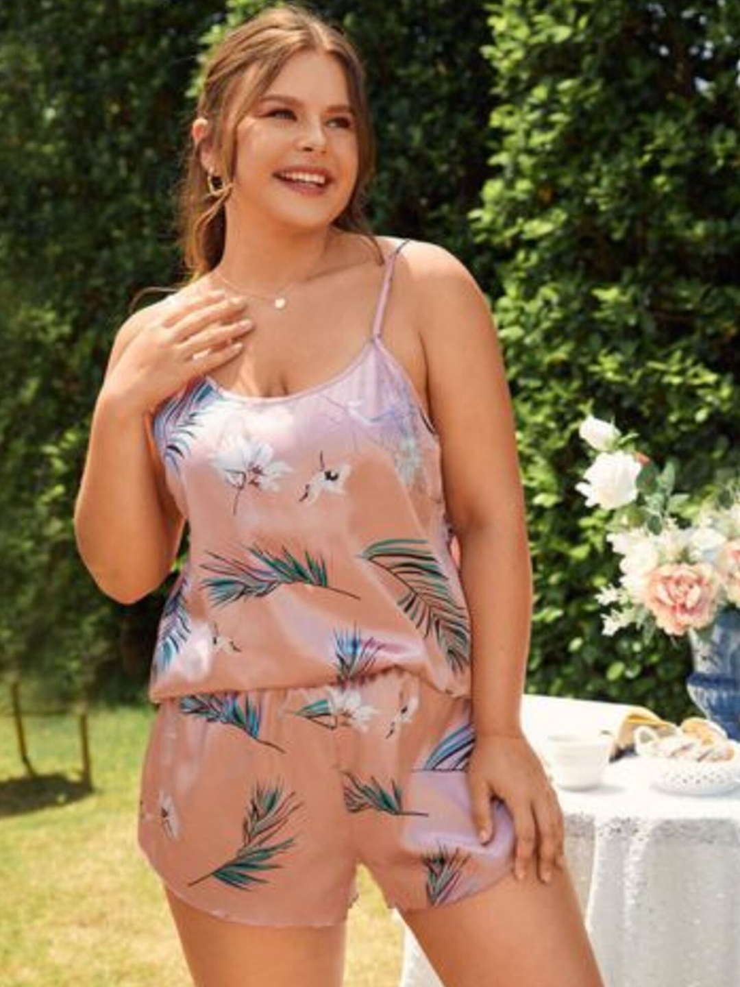 

Addery Women Floral Printed Night suit, Pink