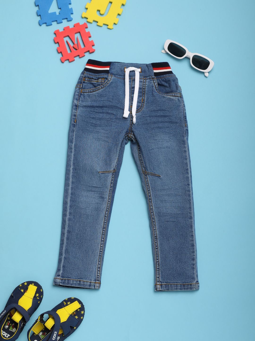 

V-Mart Boys Light Fade Stretchable Jeans, Blue