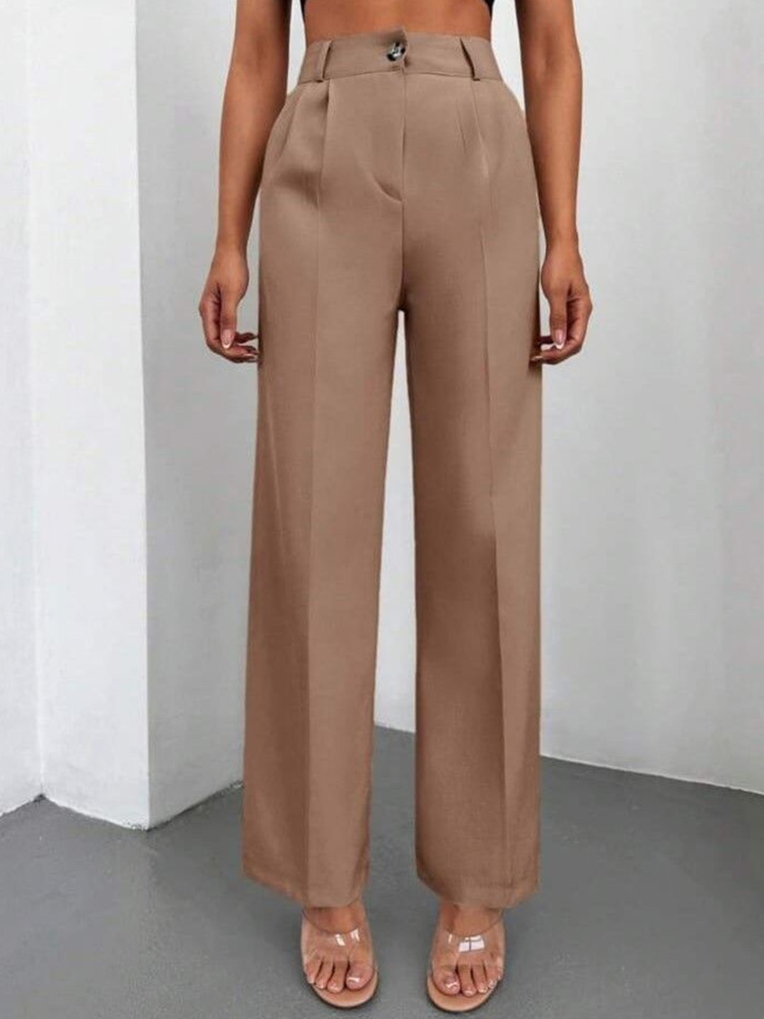 

BROADSTAR Women Pleated Korean Pants, Beige