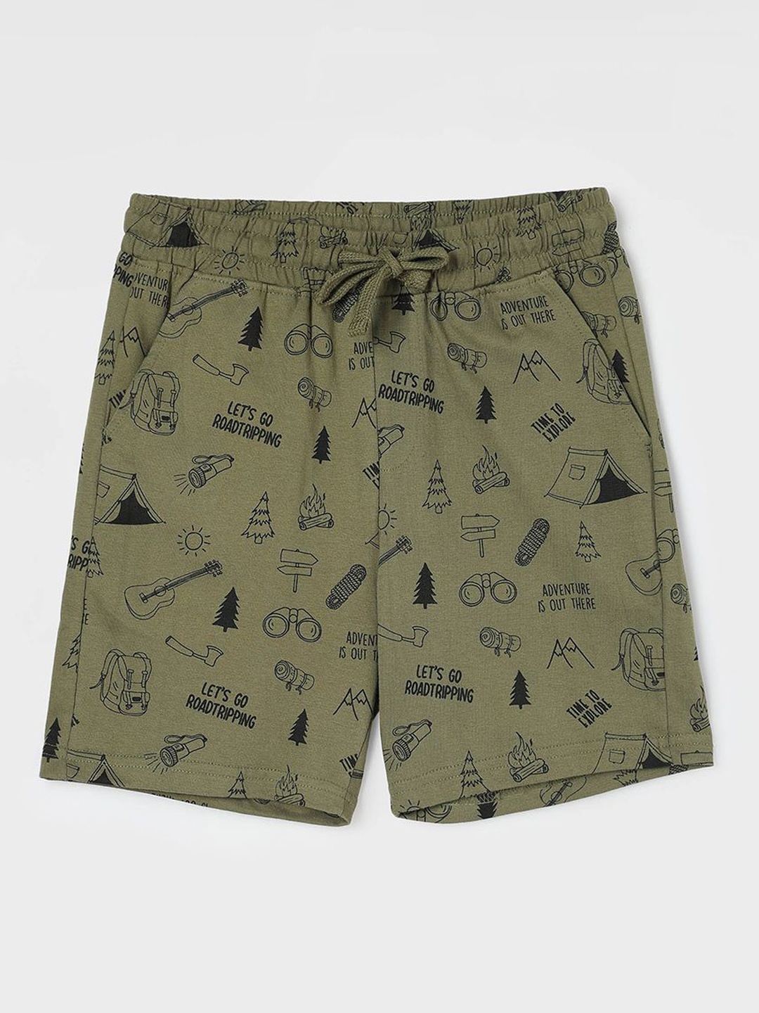 

Fame Forever by Lifestyle Boys Regular Fit Graphic Printed Regular Shorts, Olive