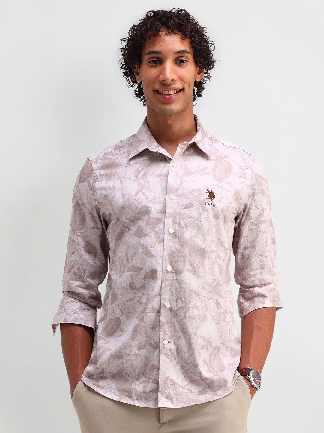 

U.S. Polo Assn. Denim Co. Men Manhattan Slim Fit Opaque Printed Casual Shirt, Pink