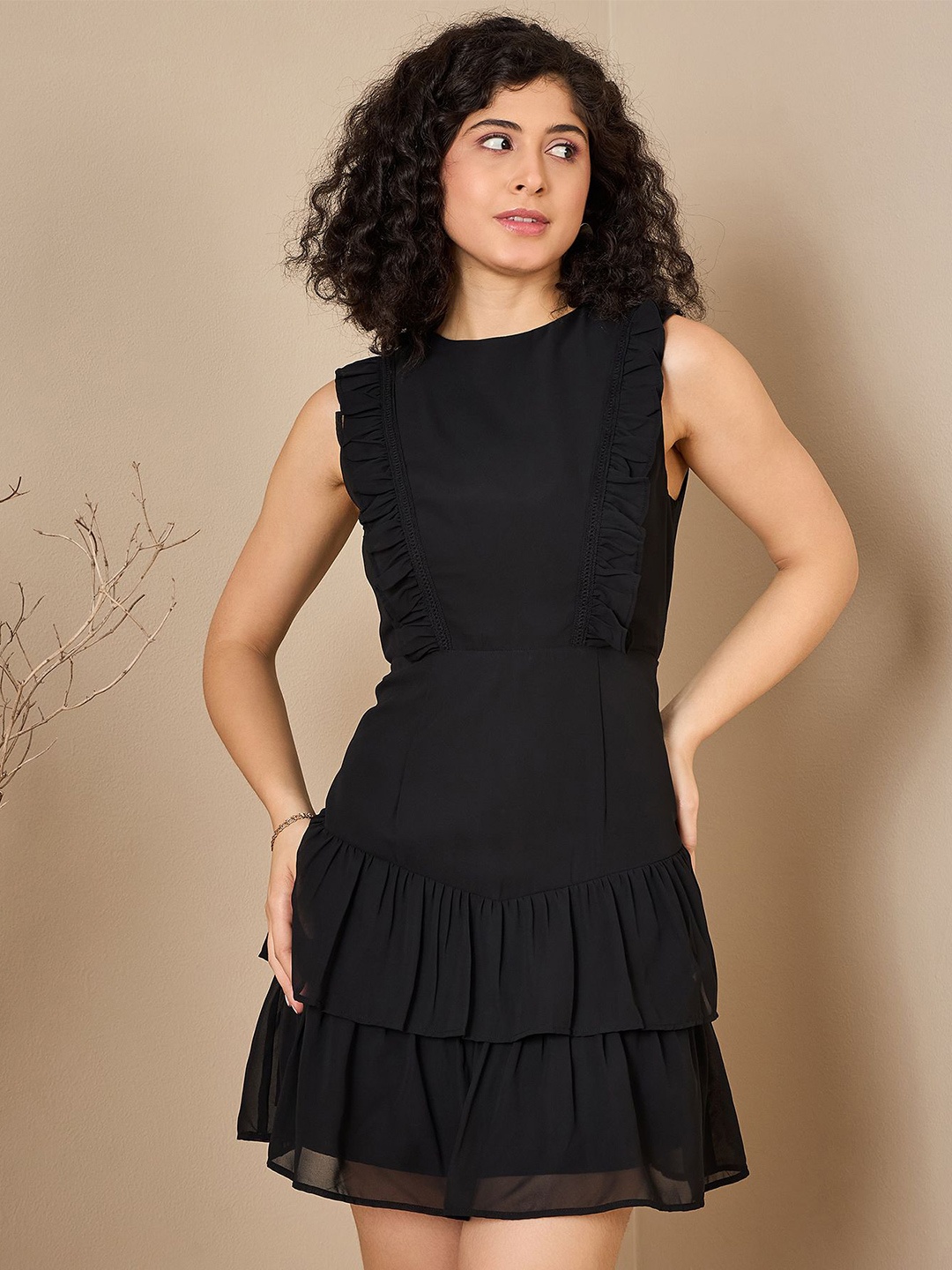 

Kibo Women Crepe Fit & Flare Dress, Black