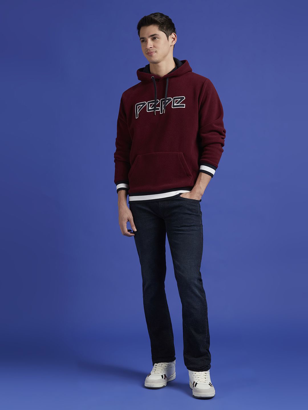 

Pepe Jeans Men Embroidered Hooded Sweatshirt, Burgundy