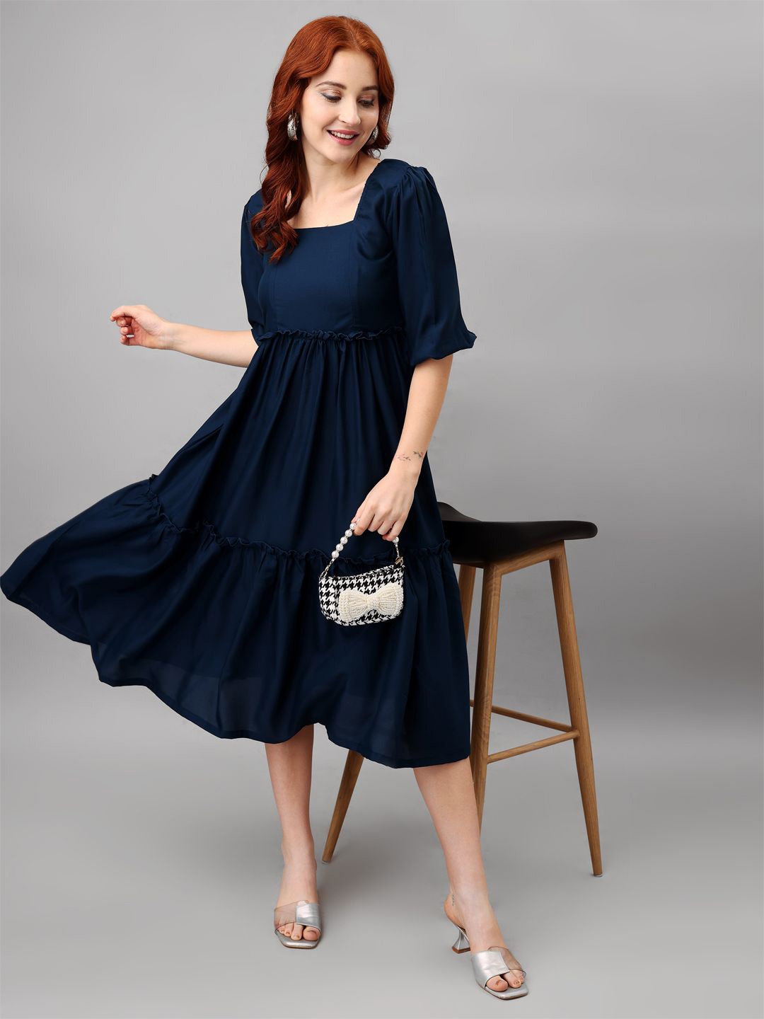 

Krunal Raiyani Women Fit & Flare Maxi Dress, Blue