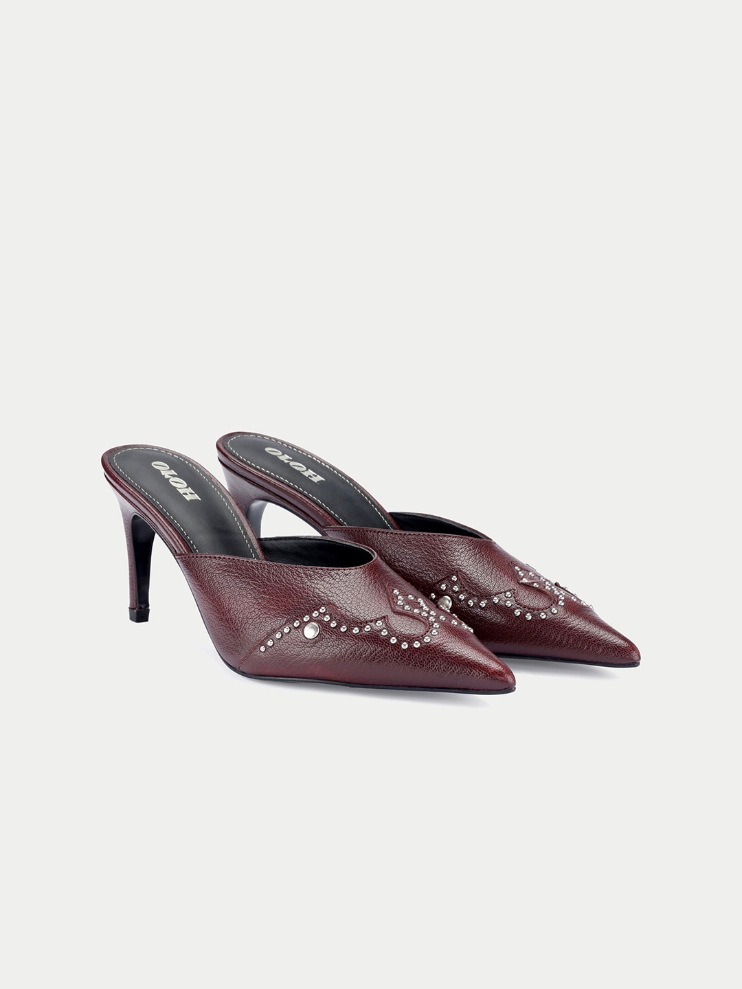 

Oroh Women Leather Party Stiletto Mules, Maroon