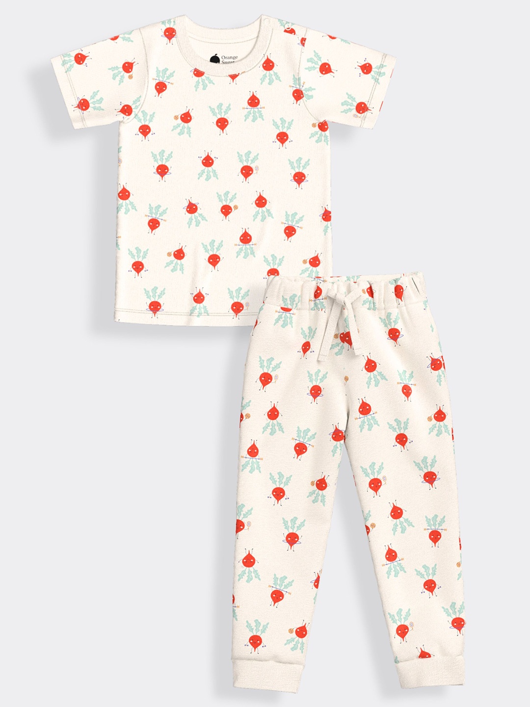 

Orange Sugar Kids Printed Pure Cotton T-shirt with Joggers, Off white