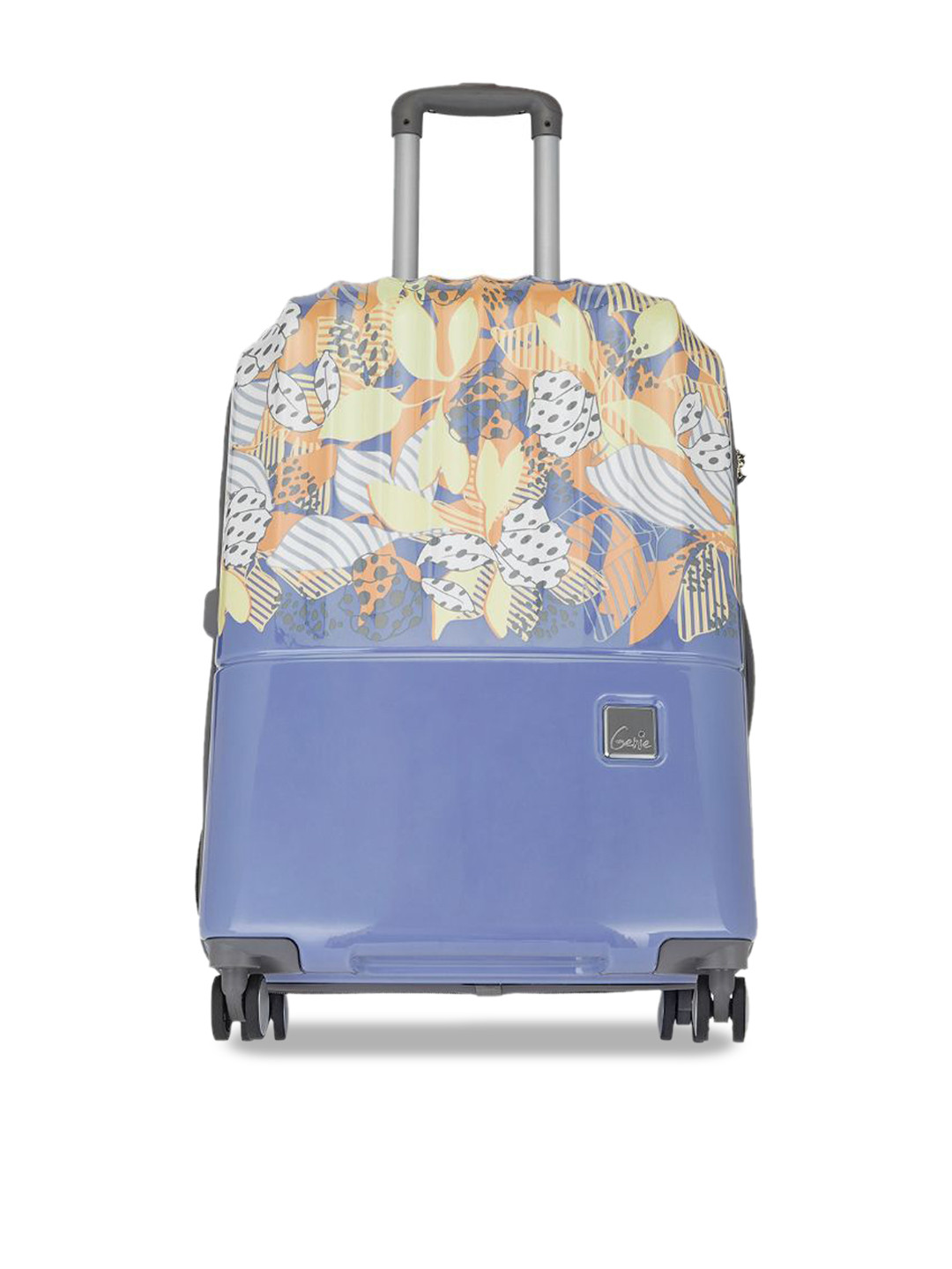 

Genie Women Sprout Printed Hard-Sided Medium Trolley Bag, Purple