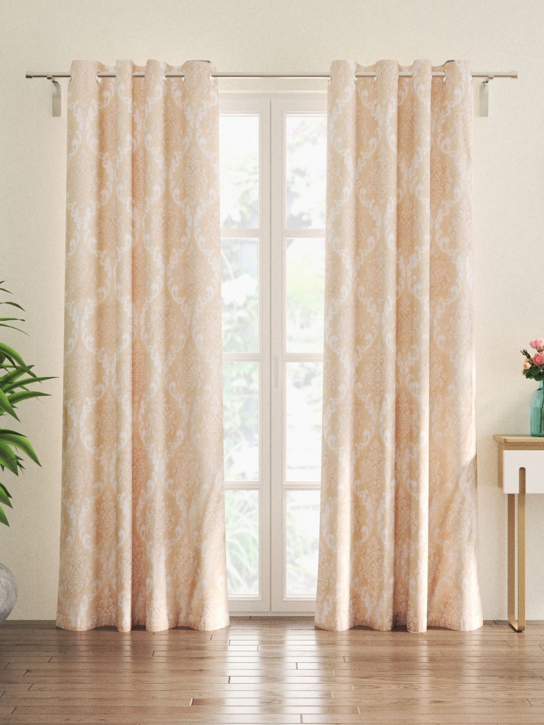 

Home Centre Beige & White Pieces Geometric Sheer Door Curtain