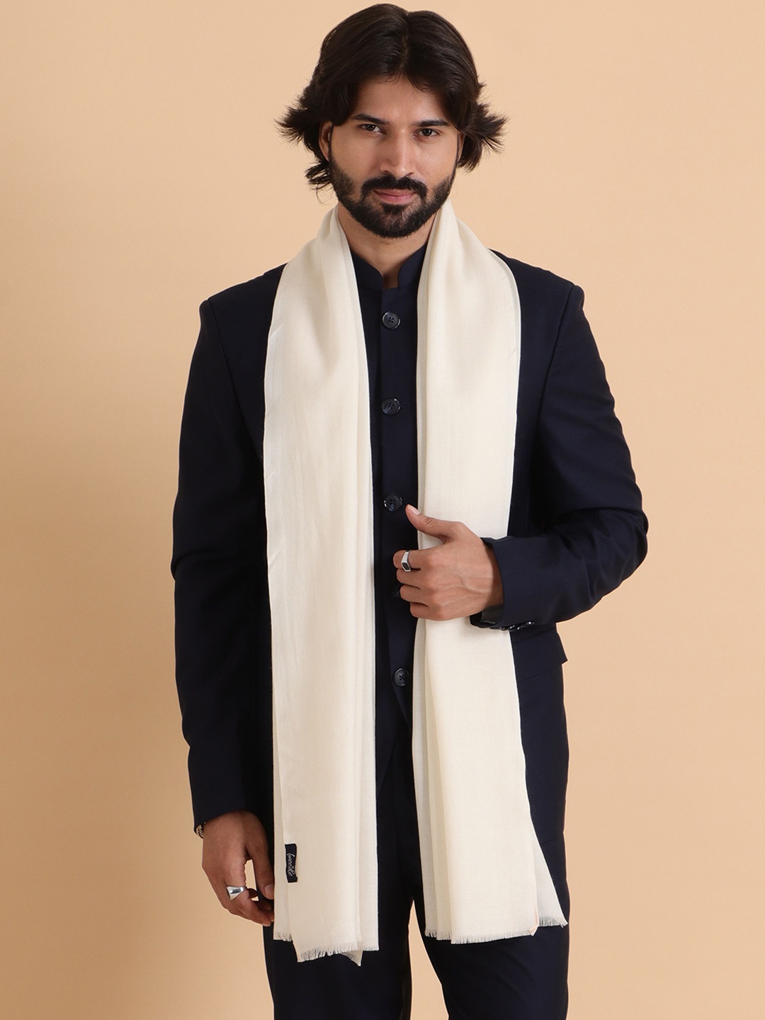 

Tweedle Men Merino Wool Winter Mufflers, White