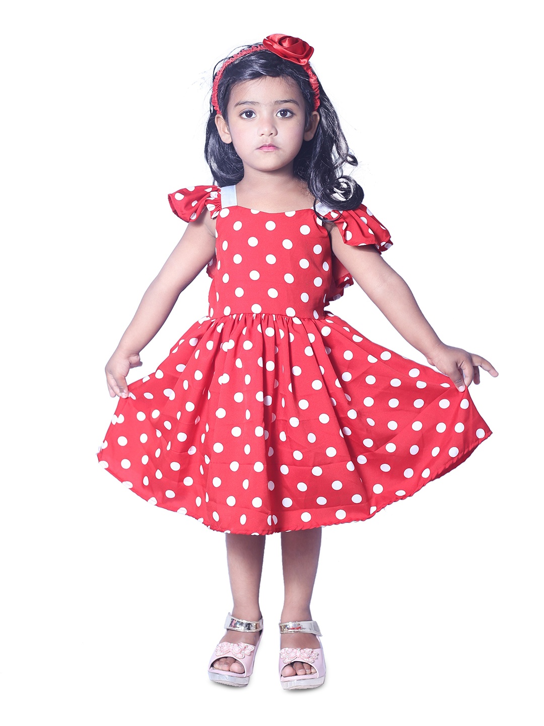 

Wish little Girls Polka Dot Gathered A-Line Dress, Red