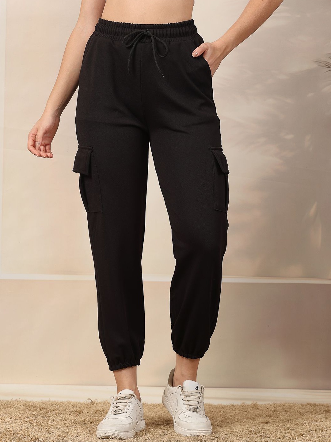

Clora Creation Women Smart Easy Wash Joggers Trousers, Black