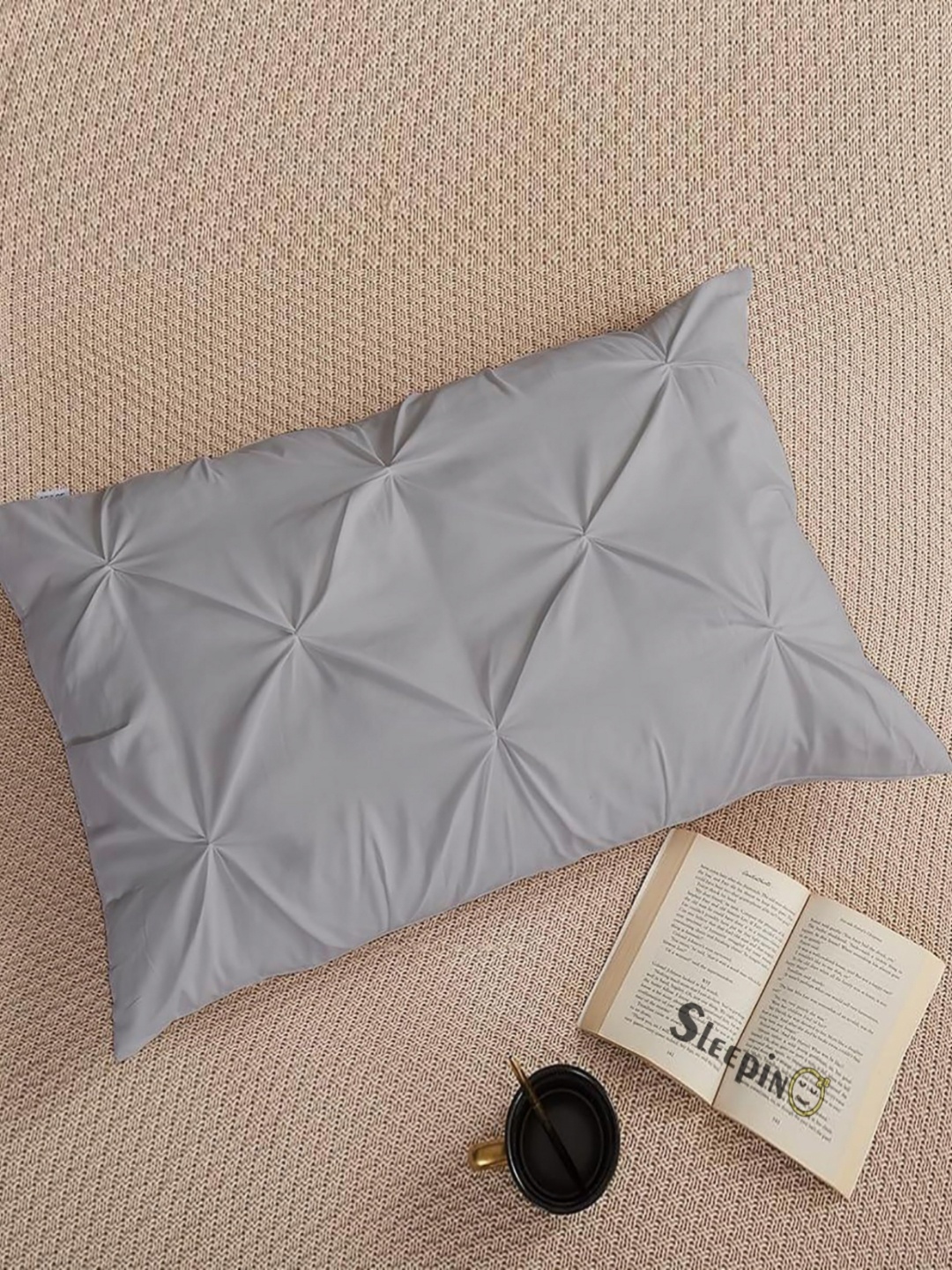 

Sleepino Silver-Toned 4 Pieces Solid Linen Rectangle Pillow Covers, Grey