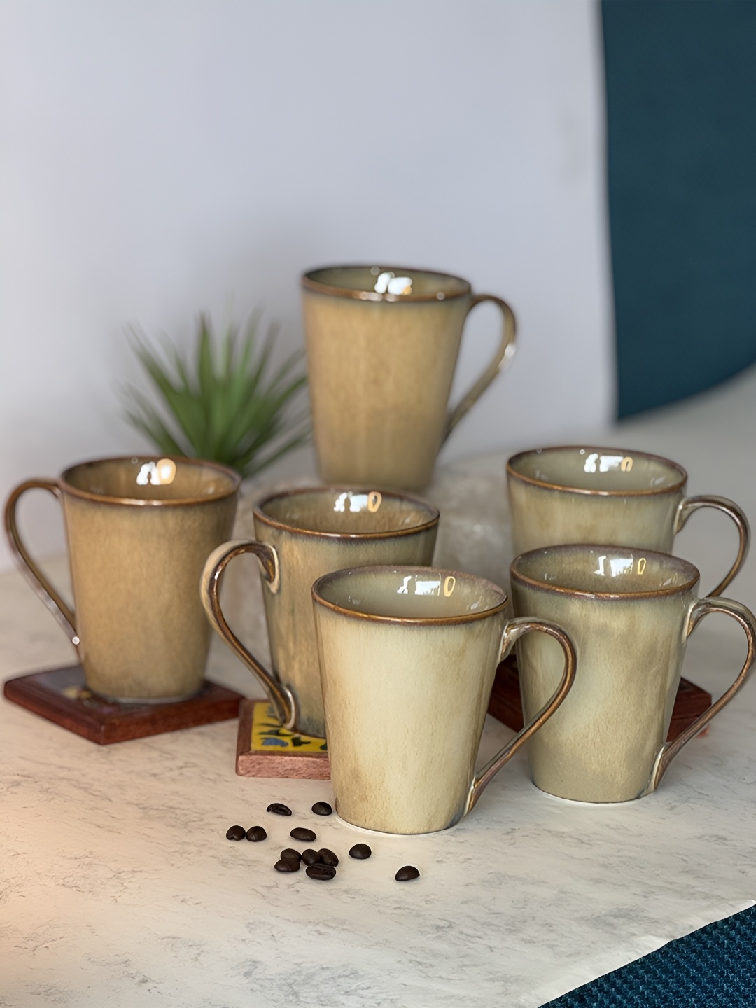 

ARAVALII Cream 4 Pieces Ceramic Mugs 300ml