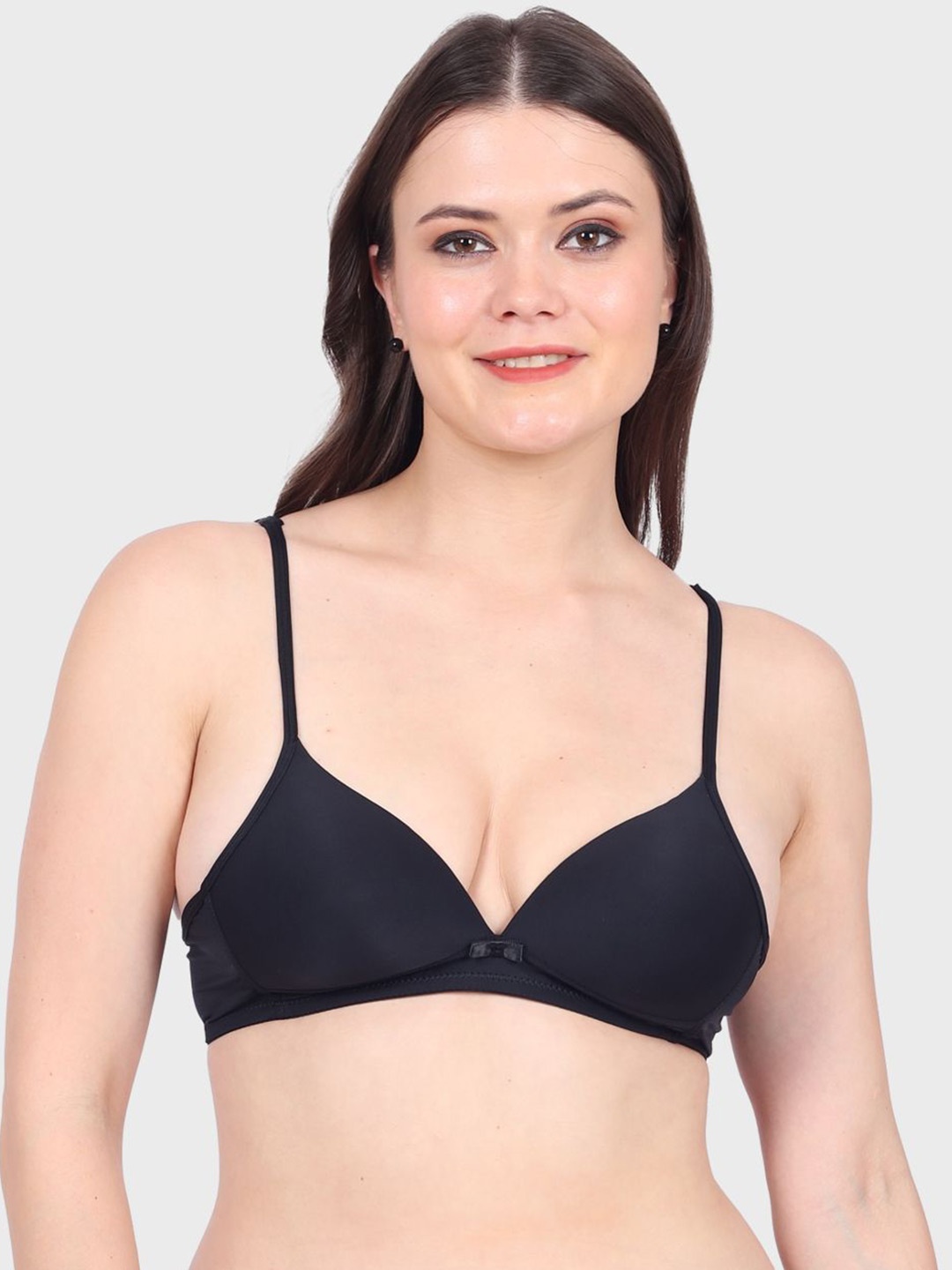 

Luella Women Deep V Neckline Medium Coverage Lightly Padded Bra, Black