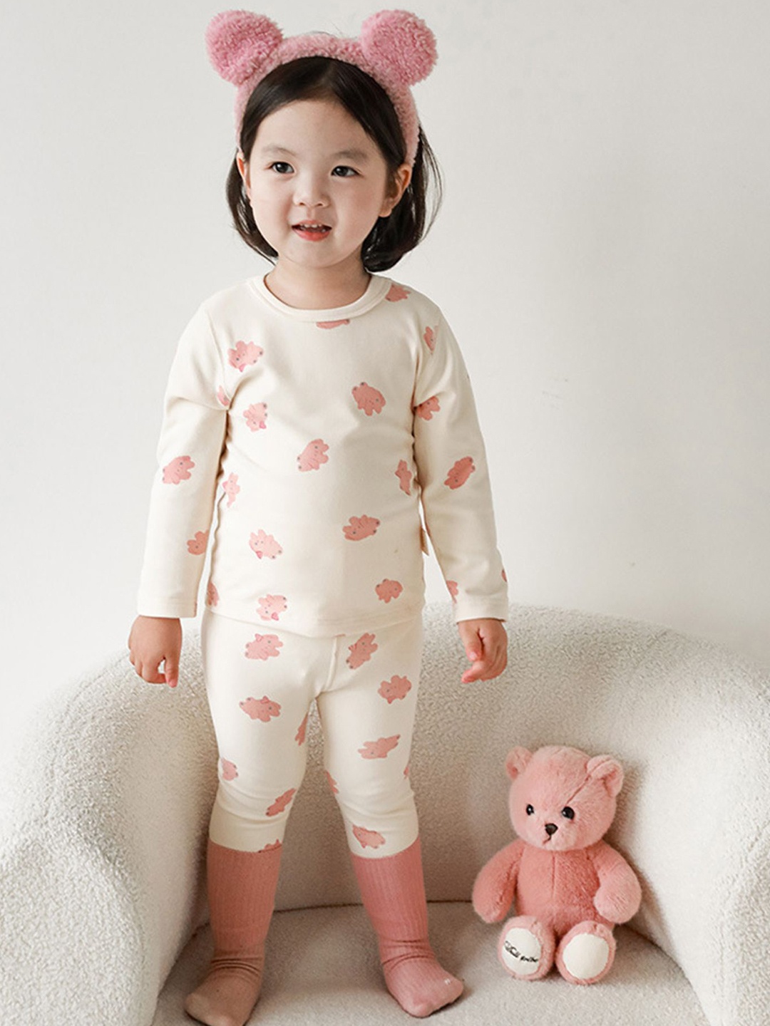 

LULU & SKY Girls Printed Top & Leggins Nightdress, Pink