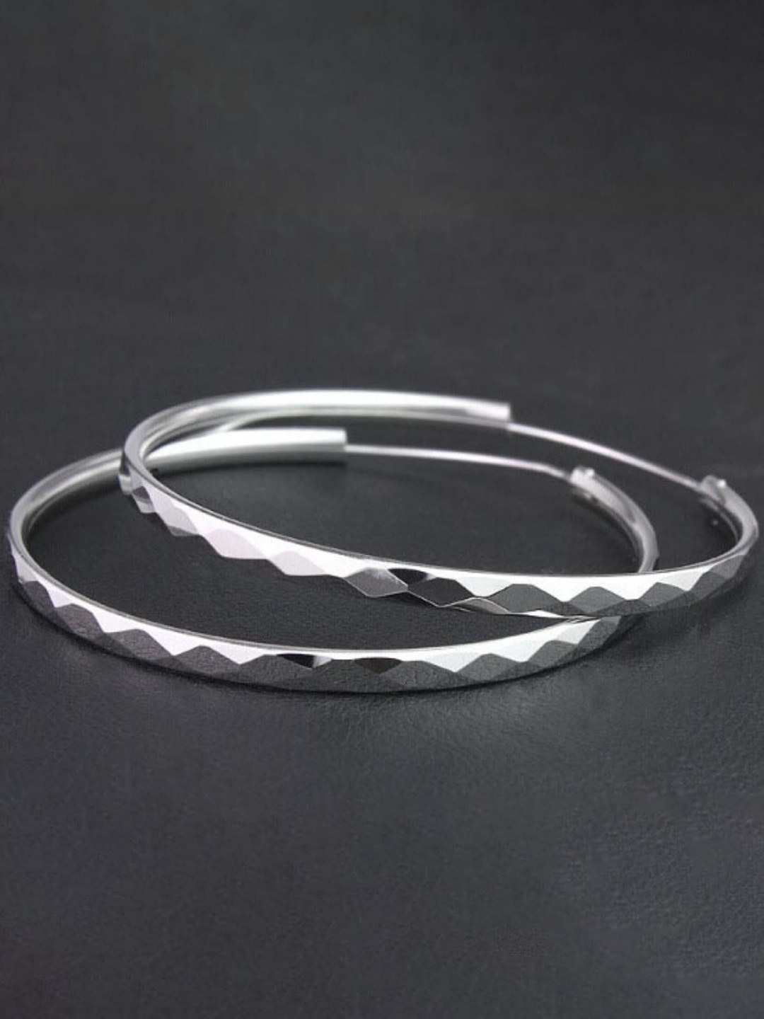 

MYKI Silver-Plated Stainless Steel Circular Hoop Earrings