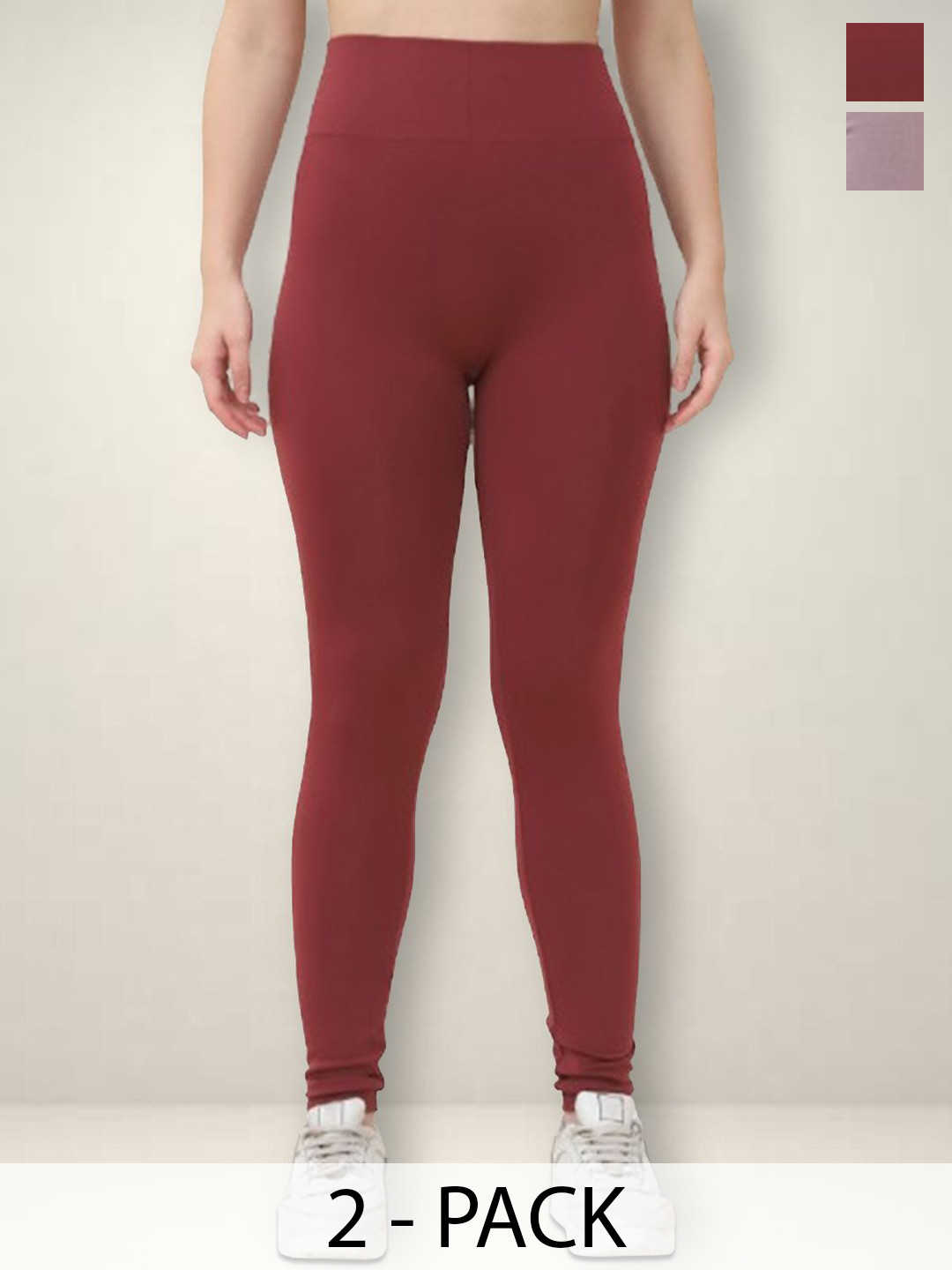 

Jinfo Women Pack Of 2 Ankle Length Training Tights, Maroon