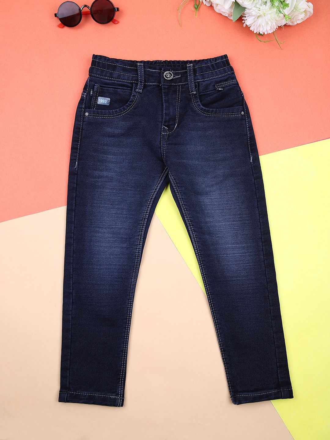 

V-Mart Boys Light Fade Stretchable Jeans, Navy blue