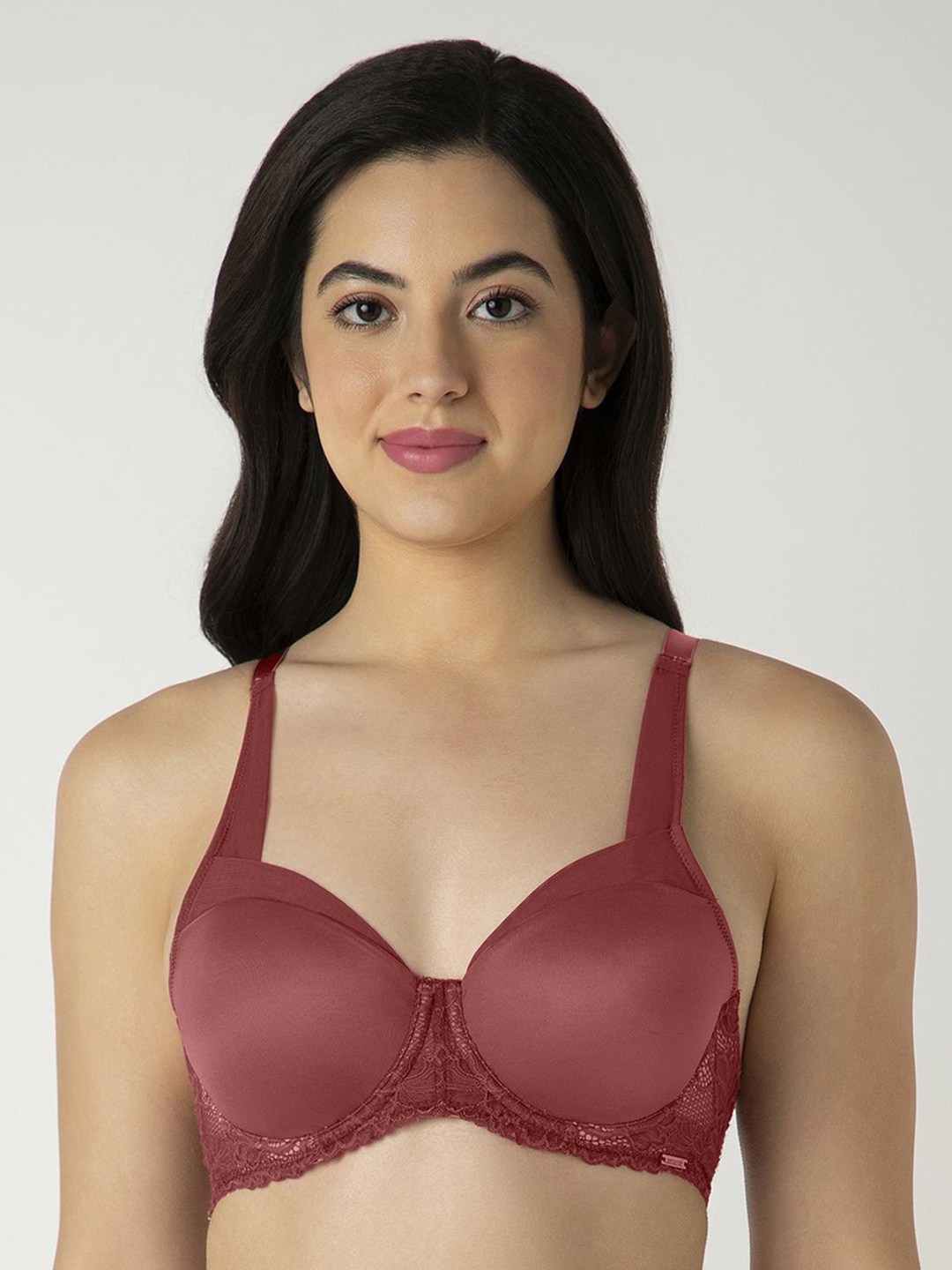 

Amante Women Half Coverage Underwired Lightly Padded Bra, Maroon