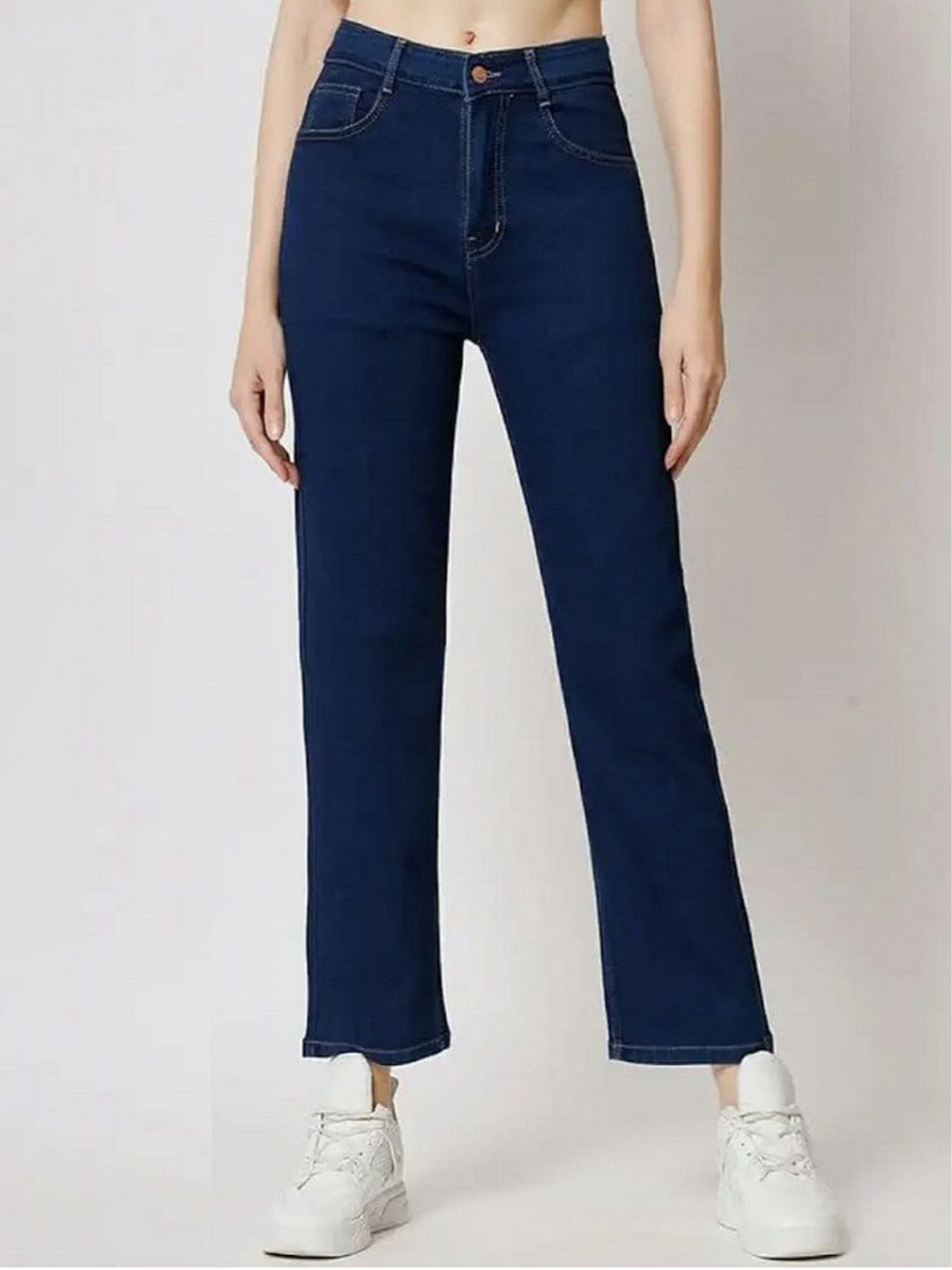 

Perfect Outlet Women Straight Fit High-Rise Stretchable Jeans, Navy blue