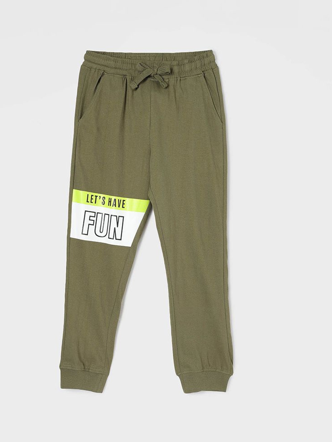 

Fame Forever by Lifestyle Boys Printed Cotton Mid-Rise Joggers, Olive