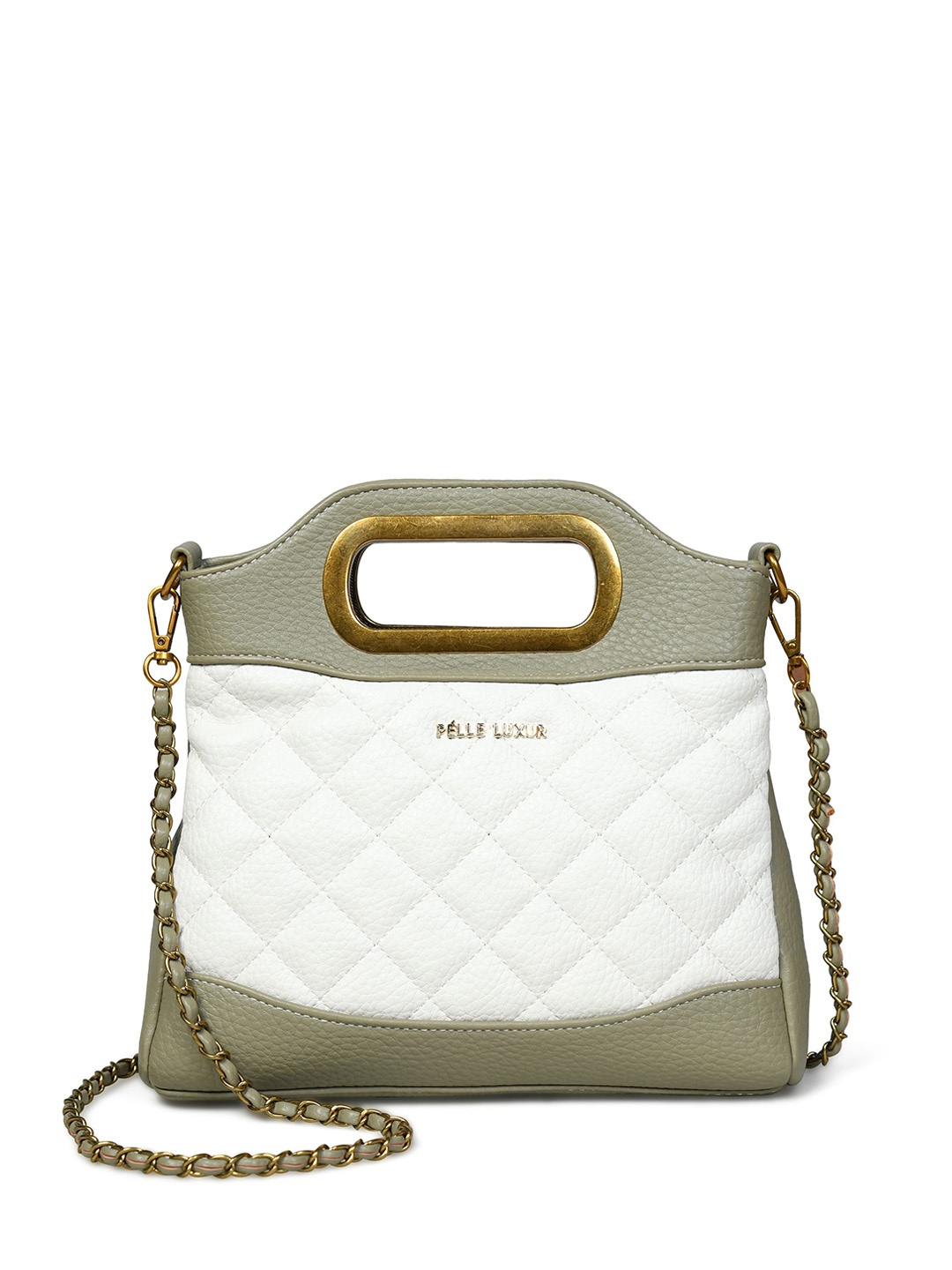 

PELLE LUXUR Women Textured Structured Sling Bag, White