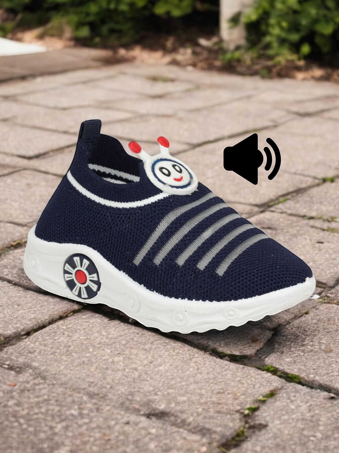 

Lil Lollipop Unisex Kids Woven Design Slip-On Sneakers, Navy blue