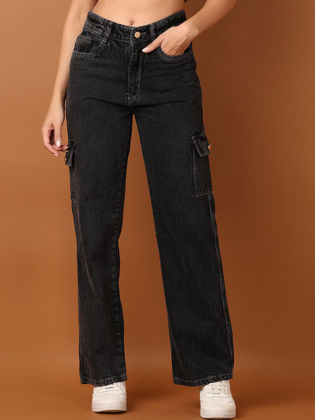 

V-Mart Women Straight Fit High-Rise Stretchable Jeans, Black