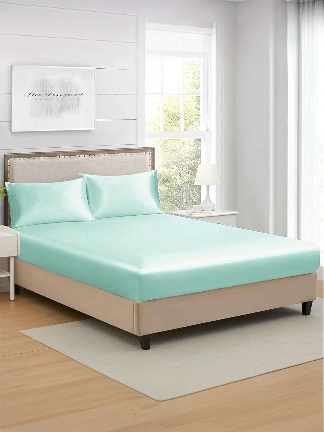 

MUSH Blue Luxurious Fitted 400 TC King Bedsheet Set 1.98m x 1.82m