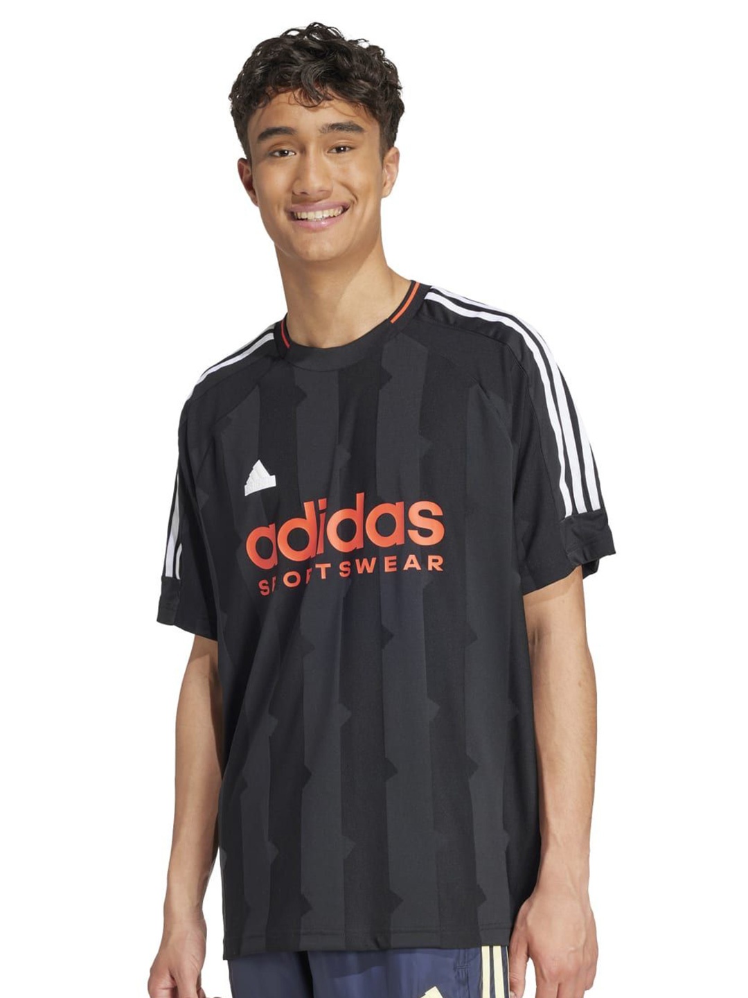

ADIDAS Men Striped Round Neck Relaxed Fit T-shirt, Black