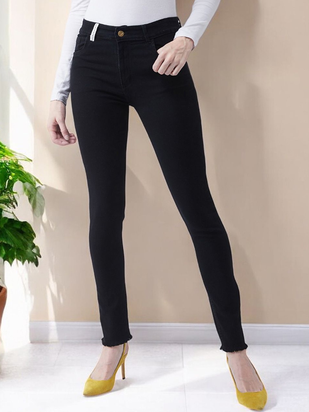 

Miss Chase Women Skinny Fit High-Rise Stretchable Jeans, Black