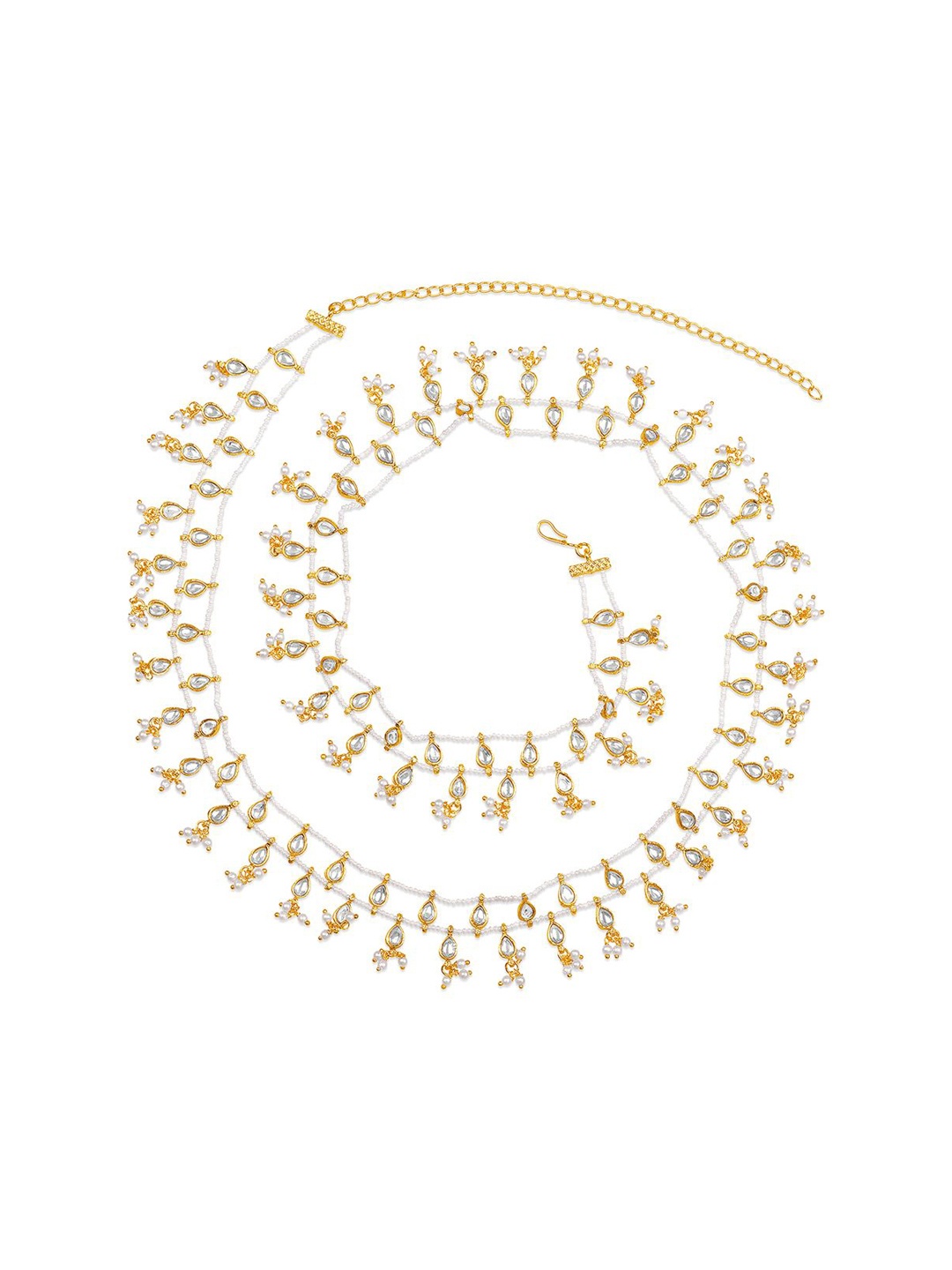 

Peora Gold Plated Kundan Studded Waist Chain Saree Accessories