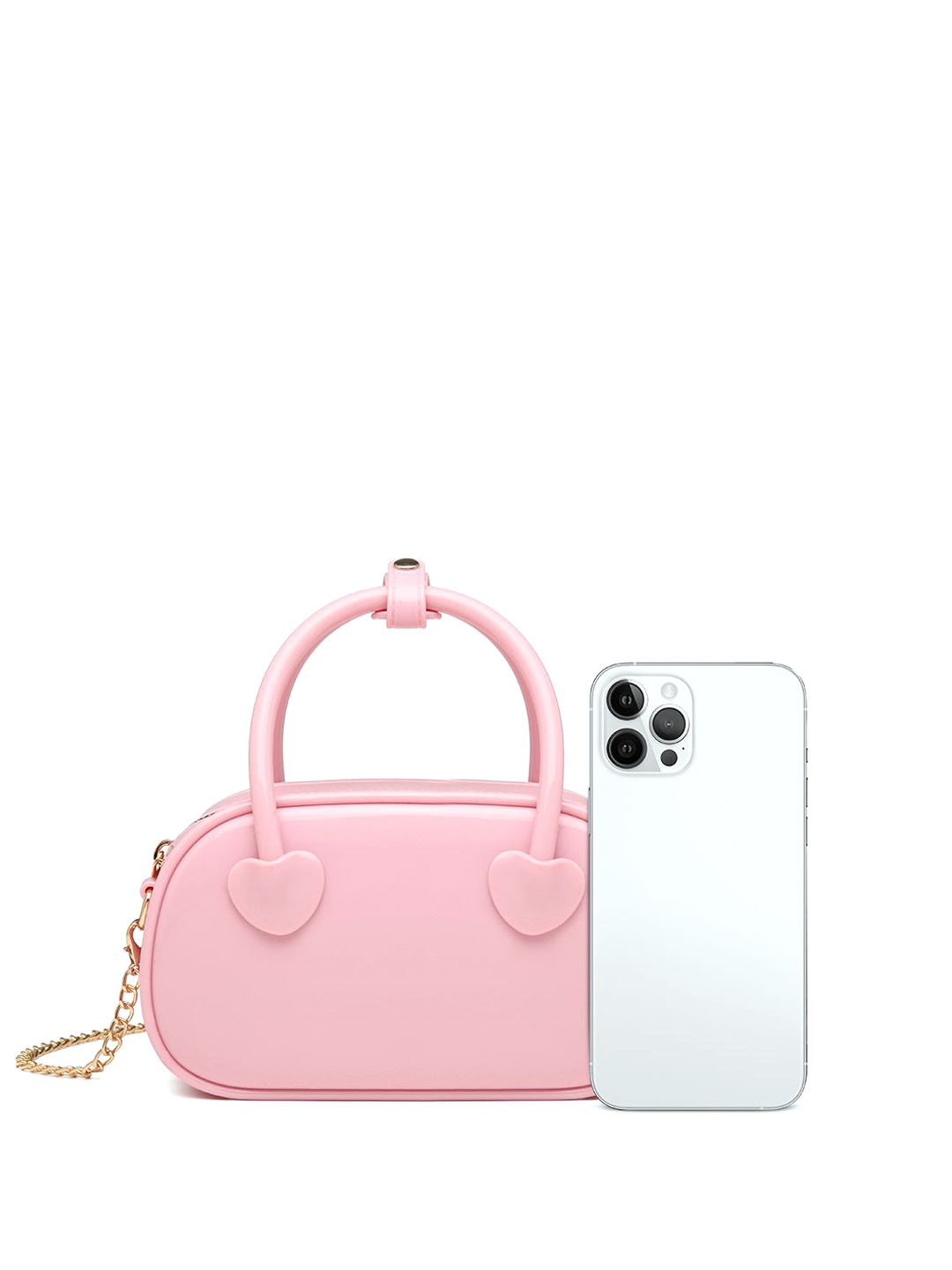 RAVE Women Solid Structured Handheld Bag, Pink