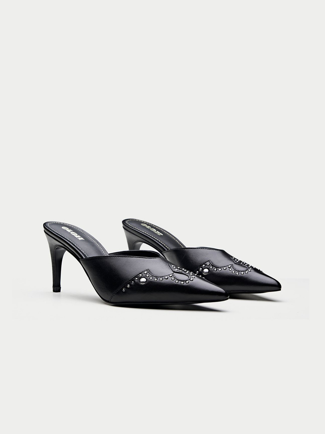 

Oroh Women Leather Party Stiletto Mules, Black