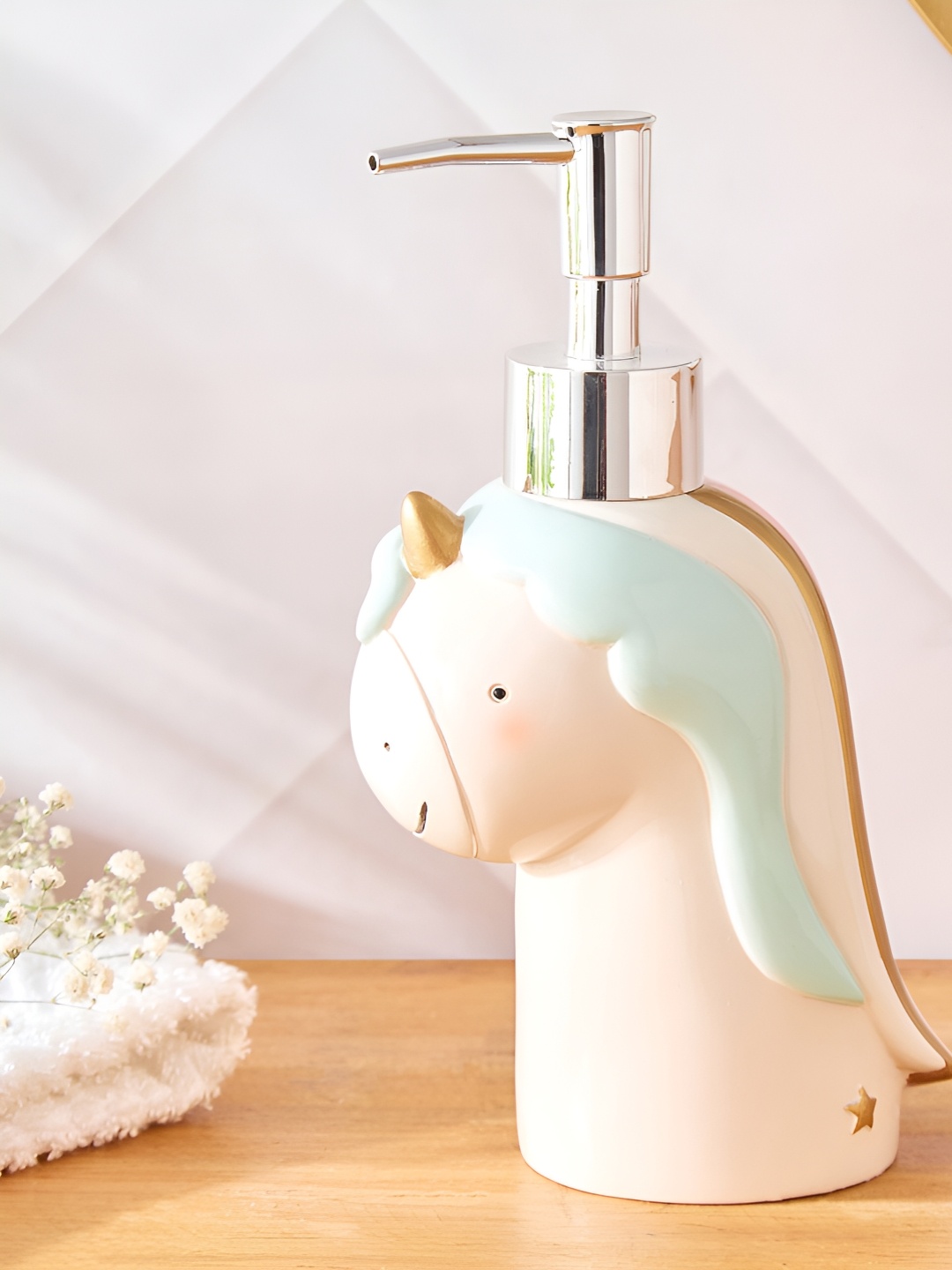 

Home Centre Pink & Green Soap Dispenser