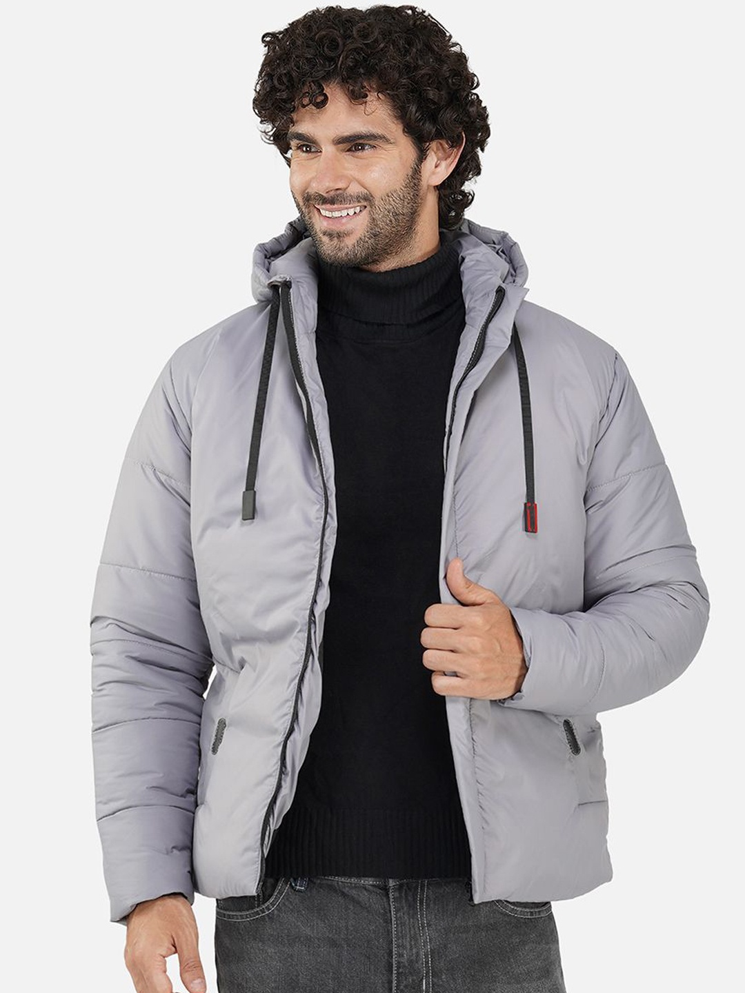 

BAESD Men Hooded Solid Casual Puffer Jacket, Grey